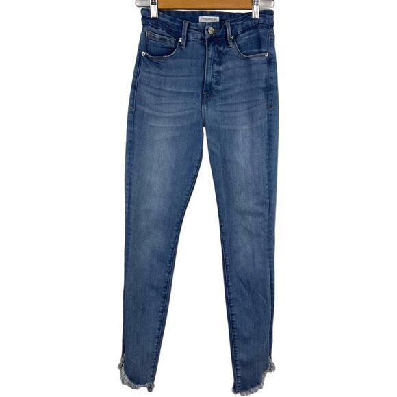 Good American Good Waist Skinny Distressed Raw Hem High Rise Jeans Size 4